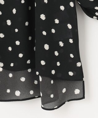 自由区 【セットアップ可】ドットプリント スキッパーブラウス ブラック系5