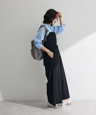 Green Parks 胸元バルーンワイドシルエットサロペット Black