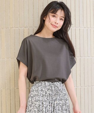 ANY 【洗濯機可/接触冷感/UVカット/アンチピリング】ドライポンチフレンチスリーブプルオーバー モカ