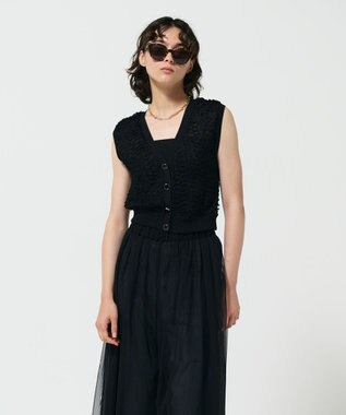 GRACE CONTINENTAL チュールフリルニットベスト ブラック