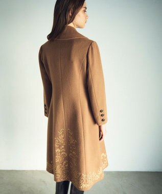 GRACE CONTINENTAL 刺繍ウールコート キャメル
