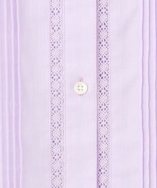 J.PRESS LADIES 【洗える】シャンブレー バンドカラー ピンタック ブラウス ラベンダー系