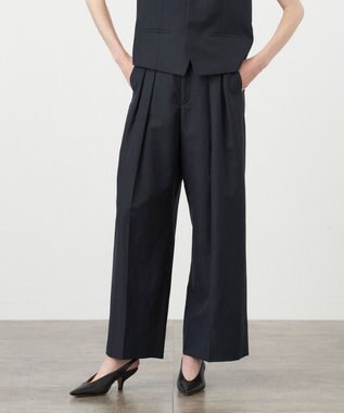 ATON WOOL LINEN SHARKSKIN | ワイドパンツ DARK NAVY