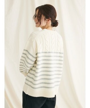 CRAFT STANDARD BOUTIQUE ケーブル×ボーダードッキングプルオーバー Border Ivory