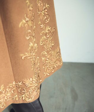 GRACE CONTINENTAL 刺繍ウールコート キャメル