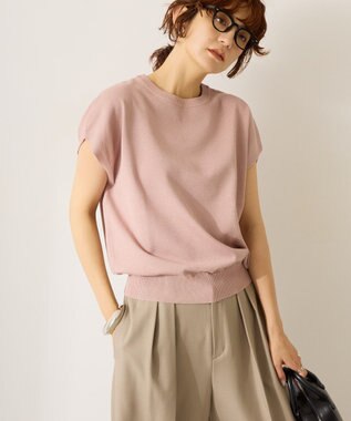 AMERICAN HOLIC 【接触冷感】ラメフレンチスリーブニットプルオーバー Pink