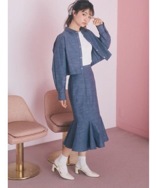 earth music&ecology ドットボタン５分袖リブプルオーバー Off White