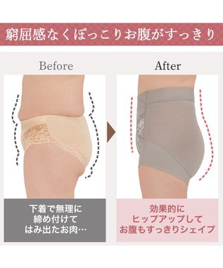 BRADELIS New York 【BRADELIS NewYork peace】綿混フィットレースショーツ ウエストからヒップ下まですっぽり包み補整するショーツ グレージュ