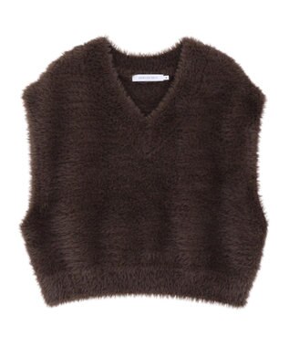 AMERICAN HOLIC 【選べる丈】シャギーニットベスト Brown