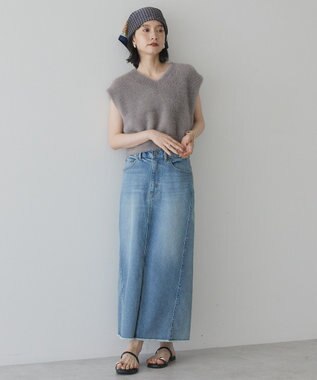 AMERICAN HOLIC 【選べる丈】シャギーニットベスト Gray Beige