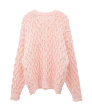 Green Parks armonia．シャギーケーブルニット Pink