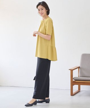自由区 【WEB限定・洗える・XSサイズあり】ディフォームピケチュニック丈 カットソー イエロー系