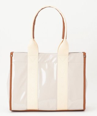 LA BAGAGERIE ソフトエナメル　ロゴテープトートバッグ　Lサイズ アイボリー