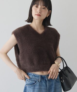 AMERICAN HOLIC 【選べる丈】シャギーニットベスト Brown