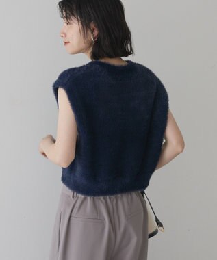 AMERICAN HOLIC 【選べる丈】シャギーニットベスト Navy