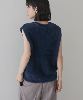 AMERICAN HOLIC 【選べる丈】シャギーニットベスト Navy