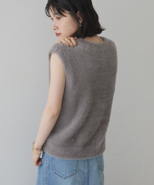AMERICAN HOLIC 【選べる丈】シャギーニットベスト Gray Beige