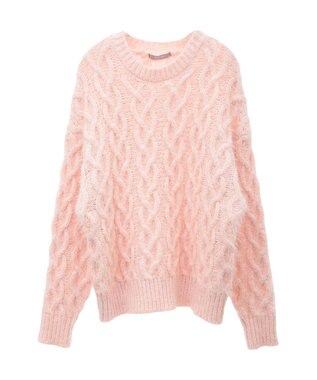 Green Parks armonia．シャギーケーブルニット Pink