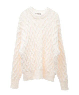 Green Parks armonia．シャギーケーブルニット Ivory