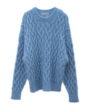 Green Parks armonia．シャギーケーブルニット Blue