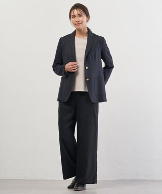 J.PRESS LADIES L マイクロライトスエード ワイド パンツ ダークネイビー系