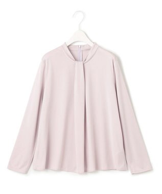 ICB L 【洗える】トリアセサテンスムース ボウタイ風プルオーバー パールグレー系