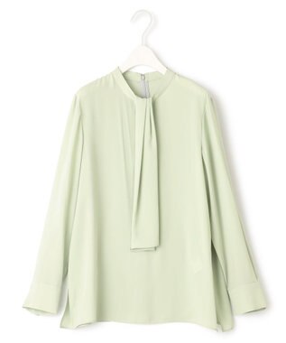 ICB 【WEB限定カラーあり・速乾・洗える】BackSatinAmunzen スカーフタイブラウス ヘイズグリーン系