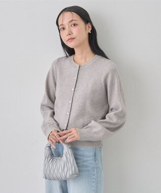 earth music&ecology ラメジャカードカーディガン Light Gray