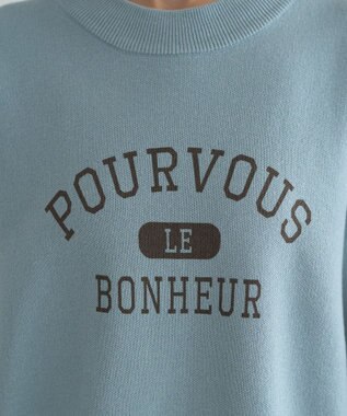 earth music&ecology 【洗濯機洗い可】スウェットライクロゴニットプルオーバー ライトブルー