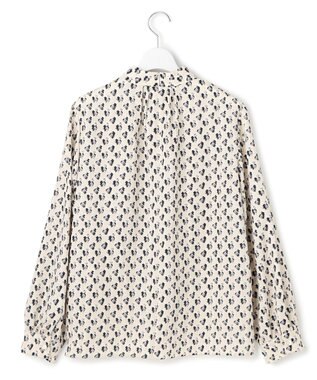 23区 L モダンアートプリントギャザーブラウス ベージュ系