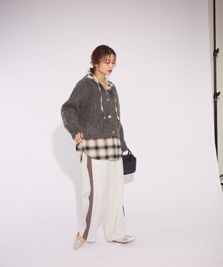 Green Parks 起毛シャギーカーディガン Charcoal Gray