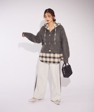 Green Parks 起毛シャギーカーディガン Charcoal Gray