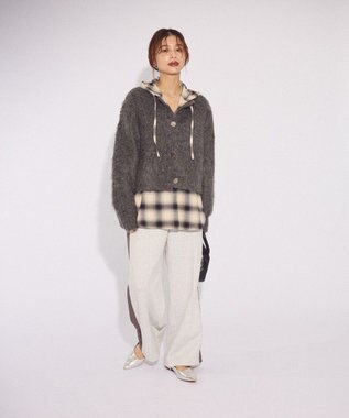 Green Parks 起毛シャギーカーディガン Charcoal Gray