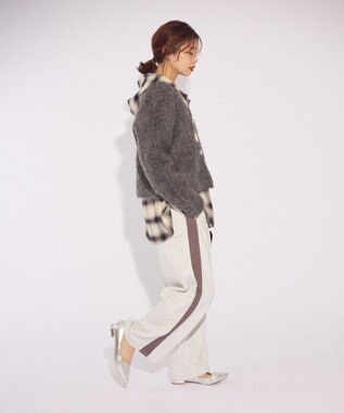 Green Parks 起毛シャギーカーディガン Charcoal Gray