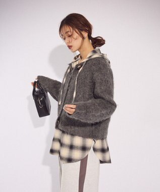 Green Parks 起毛シャギーカーディガン Charcoal Gray