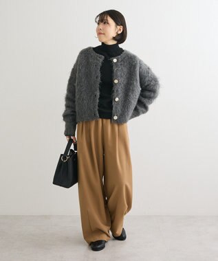 Green Parks 起毛シャギーカーディガン Charcoal Gray