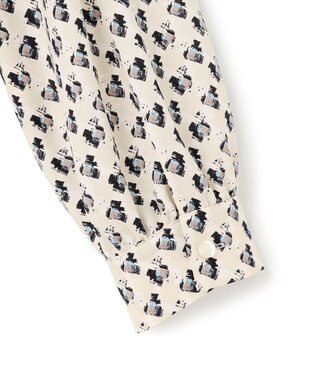 23区 L モダンアートプリントギャザーブラウス ベージュ系