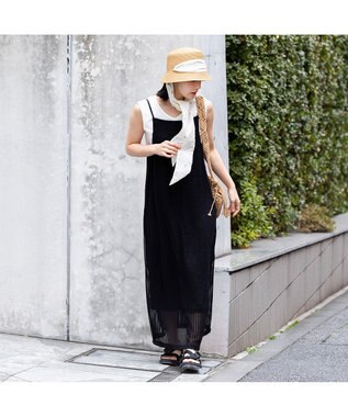 林八百吉商店 un chapeau  スカーフ付ペーパーハット ナチュラル