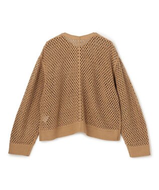 UNFILO L クロシェレースニット ZIPカーディガン キャメル