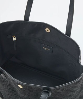 TOPKAPI 【Breath TOPKAPI】レザーコンビ 雑材風 シンプル トートバッグ チャーム付き　A4 / 軽量 ブラック