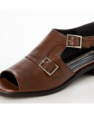 ing <ing>ダブルモンクサイドオープンシューズ ブラウン