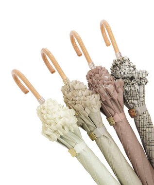 MOONBAT 【晴雨兼用日傘】LANVIN en Bleu (ランバン オン ブルー) 長傘 ドビーフリル 遮光 遮熱 UV ダークグレー（ツイードプリント）