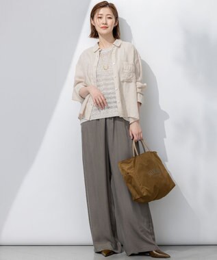 23区 【洗える】LIBECO クロップド シャツ ベージュ