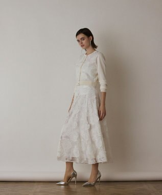 GRACE CONTINENTAL ローズ刺繍ニットカーディガン ホワイト