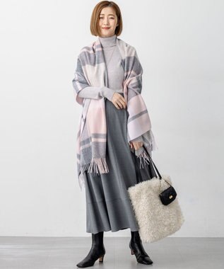 23区 【VERY掲載】カシミヤ チェック ストール ピンク系