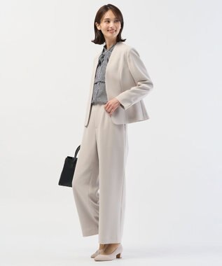 J.PRESS LADIES 【セットアップ対応】セラテリーダブルクロス ノーカラー ジャケット グレージュ系