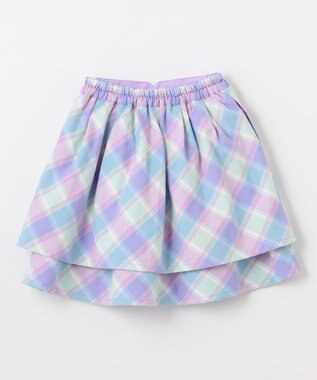 ANY KIDS シャギーチェックスカート ラベンダー系