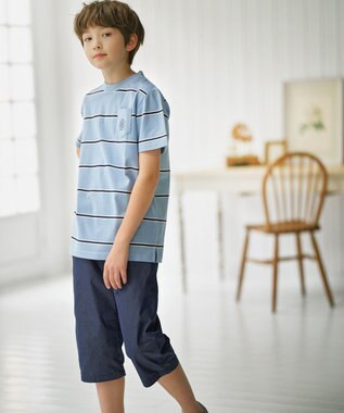 J.PRESS KIDS 【140-170㎝】マルチボーダー 半袖Ｔシャツ サックスブルー系1