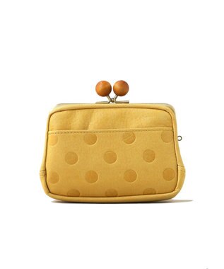 FOLNA RD ドット型押し ウッドボールがま口財布 マルチポーチ マスタード