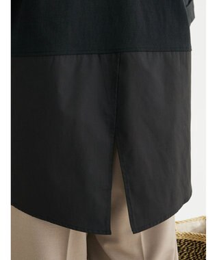 Green Parks ５分袖ドッキングバックスリットチュニック Black